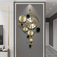 Universe Circles Gold Black Luxury Metal Wall Art Clock - Timeless Stylish Decor Piece